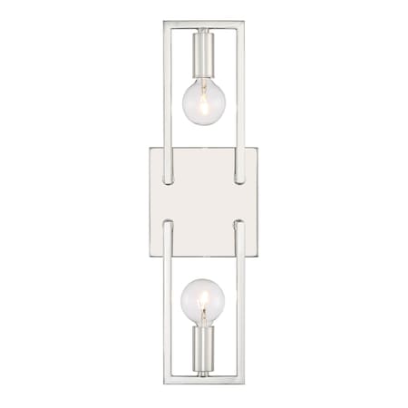 Designers Fountain Finni 16in 2-Light Polished Nickel Modern Indoor Wall Sconce D271C-2WS-PN